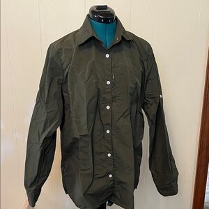 Women's Olive Button Down Shirt